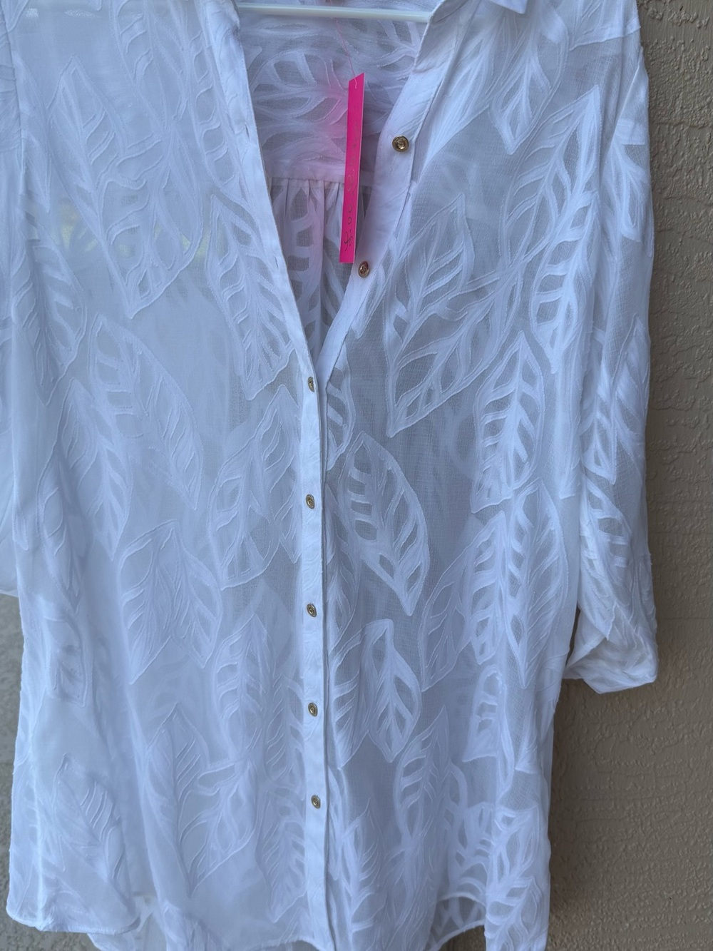 🌴NWT Lilly Pulitzer Natalie Coverup Resort White Leaf Jacquard S $118🌴 - Picture 4 of 9